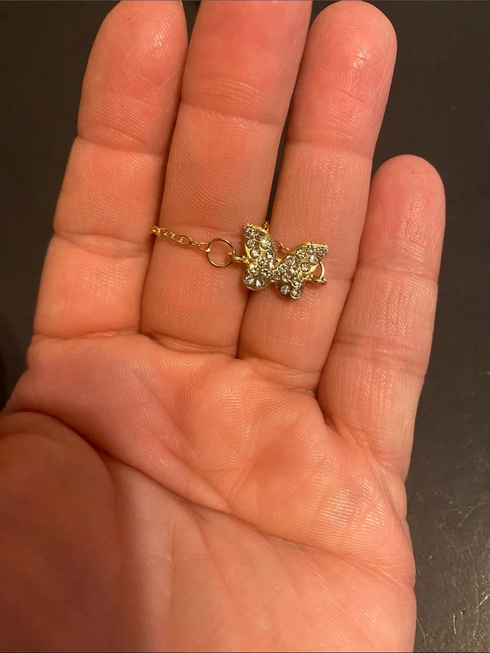 Gold Butterfly Crystal Pendant Bracelet - Women Jewelry